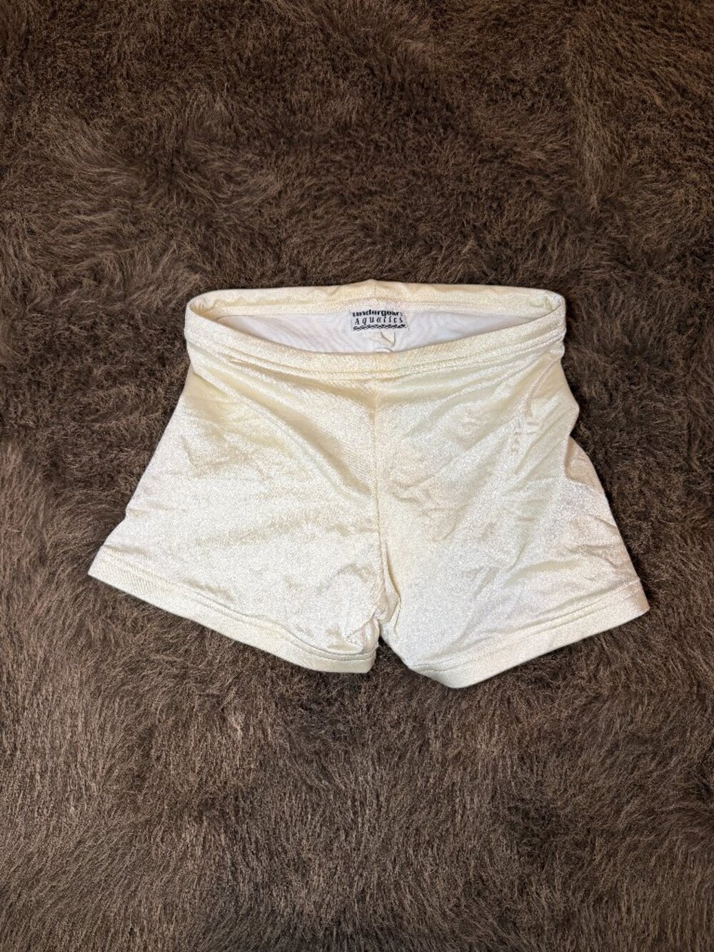 Vintage Undergear Aquatics Men's Swim Trunks Size Small White Shimmer Square Cut